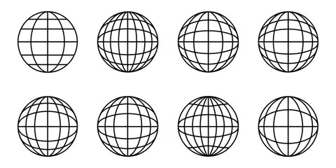 Globe Icons Set Graphic Design Elements for Website or App Development Project