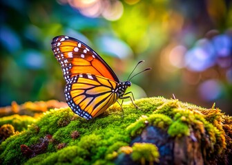 Fototapeta premium a beautiful butterfly on green background