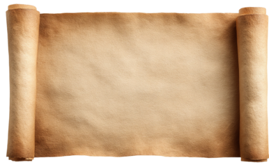 Aged Parchment Scroll on Transparent Background Ideal for Design Projects