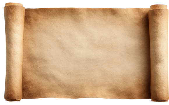 Aged Parchment Scroll on Transparent Background Ideal for Design Projects
