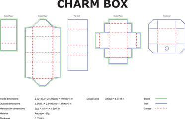 Detailed vector illustration showcasing different paperboard box designs with precise dimensions and specifications for packaging.