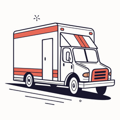 Bold delivery truck icon in flat design with shadows