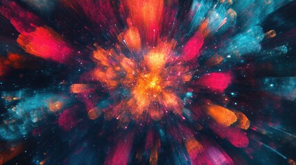 Abstract explosion of vibrant colors radiating outward.