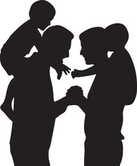 Silhouette of Loving Families with Children