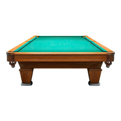 Classic Wooden Pool Table on Green Felt Isolated on Transparent Background