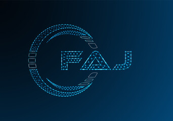 FAJ low poly letter logo vector design. FAJ lower poly logo design.