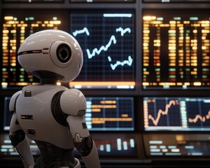 Fototapeta premium Robot monitoring financial data