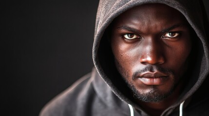 A Serious Looking Man Wearing A Dark Hooded Sweatshirt