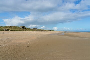 Remnants of World War II bunkers on Utah beach in Normandy France near Saint-Martin-de-Varreville