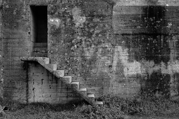 Detail of World War II bunker on Utah beach in Normandy France near Saint-Martin-de-Varreville