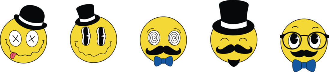 Set of Father's Day Retro Emoji.