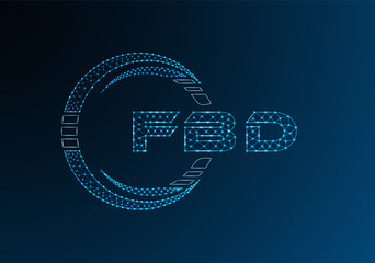 FBD low poly letter logo vector design. FBD lower poly logo design.