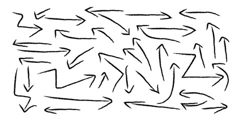 Hand drawn vector thick marker arrows. Arrow, crown, brush stroke. doodle sketch Arrow vector elements hand drawn arrows brush stroke vector illustration isolated on white background. 