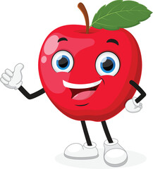 Cute red apple cartoon mascot characters
