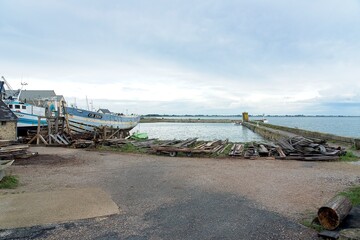Saint-Vaast-la-Hougue France - 17 September 2023 - View of Tatihou Island from harbour of Saint-Vaast-la-Hougue in Normandy France
