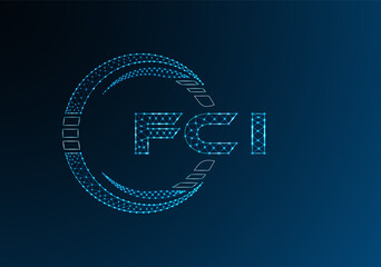 FCI low poly letter logo vector design. FCI lower poly logo design.