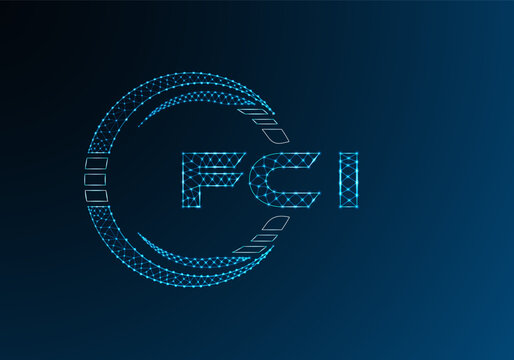 FCI low poly letter logo vector design. FCI lower poly logo design.
