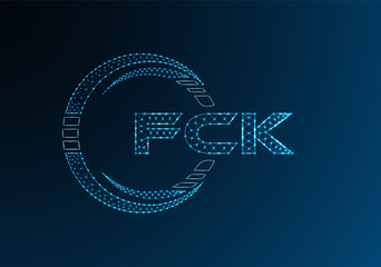 FCK low poly letter logo vector design. FCK lower poly logo design.