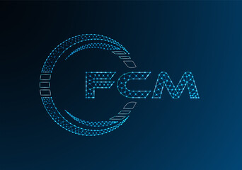 FCM low poly letter logo vector design. FCM lower poly logo design.