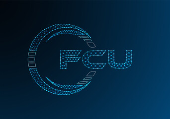 FCU low poly letter logo vector design. FCU lower poly logo design.