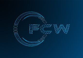 FCW low poly letter logo vector design. FCW lower poly logo design.