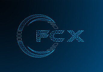 FCX low poly letter logo vector design. FCX lower poly logo design.