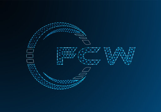 FCW low poly letter logo vector design. FCW lower poly logo design.