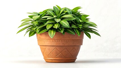 Fototapeta premium Lush Green Plant in Terracotta Pot Perfect for Home Decor or Office Spaces