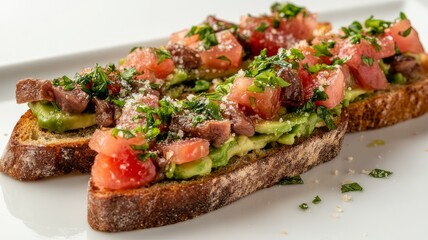 Savory Steak Avocado Toast with Tomato and Parmesan