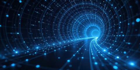Fototapeta premium Abstract Digital Tunnel A Futuristic Pathway of Illuminated Lines and Glowing Particles