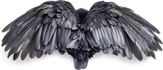 Majestic Black Bird Soaring High with Wings Fully Outspread in Flight