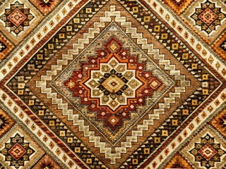 Fototapeta premium Abstract Geometric Rug, Earth Tones, Documentary Photography, Pattern, Design
