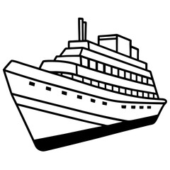 Obraz premium Cargo Ship Silhouette Vector , Black and White Bold Maritime Vessel Design