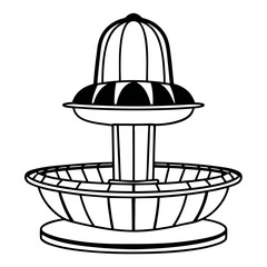  Classic Fountain Silhouette , Ornamental Black and White Vector