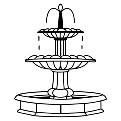  Classic Fountain Silhouette , Ornamental Black and White Vector