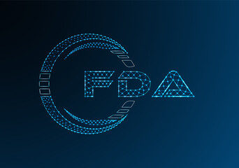 FDA low poly letter logo vector design. FDA lower poly logo design.
