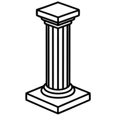 Classic Column Vector , Black and White Architectural Pillar in Vintage Style