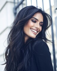 Close-up portrait of a supermodel woman in an attractive pose	