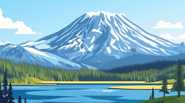 Majestic snowcapped mountain lake.