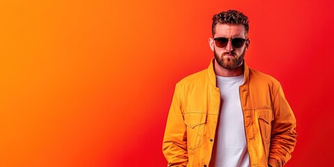 Obraz premium angry man wearing modern fashion isolated on solid background 