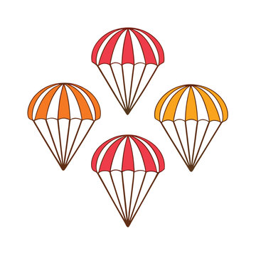 parashoot on the sky white background vector art illustration