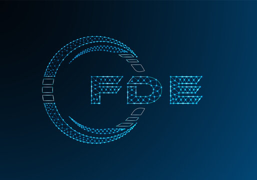 FDE low poly letter logo vector design. FDE lower poly logo design.