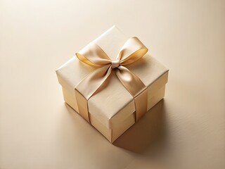 Beige Gift Box on Beige Background - Product Photography