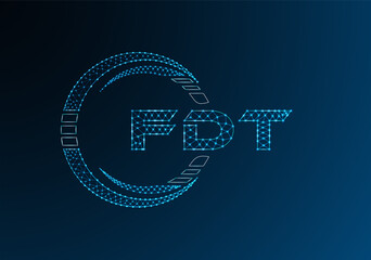 FDT low poly letter logo vector design. FDT lower poly logo design.