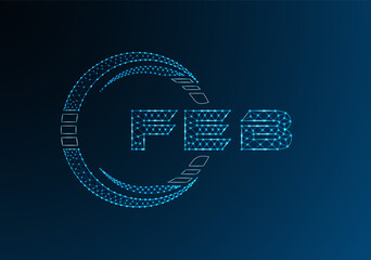 FEB low poly letter logo vector design. FEB lower poly logo design.