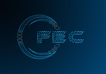 FEC low poly letter logo vector design. FEC lower poly logo design.