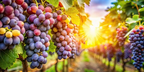 Fototapeta premium Ripe Grapes Vineyard Outdoors - Portrait Photography