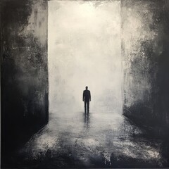 Obraz premium Solitary figure, vast space