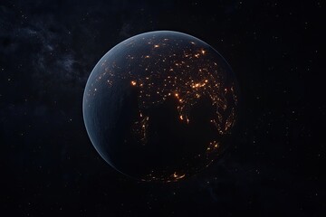 Earth from space, night view. Cities glow