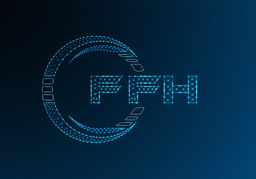 FFH low poly letter logo vector design. FFH lower poly logo design.